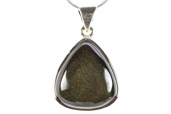 Golden Sheen Obsidian Pendant (Necklace) - Sterling Silver #278486